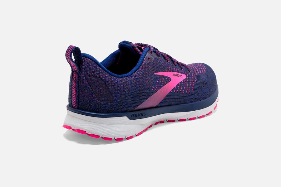 Brooks Running Shoes - Revel 4 Road Womens - Blue/Pink - WLJ-872314